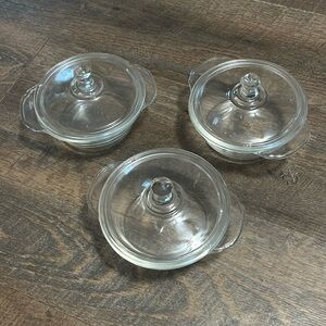 Vintage Anchor Hocking Fire King Clear Glass Refrigerator Dish - 8 oz Set‎ of 3